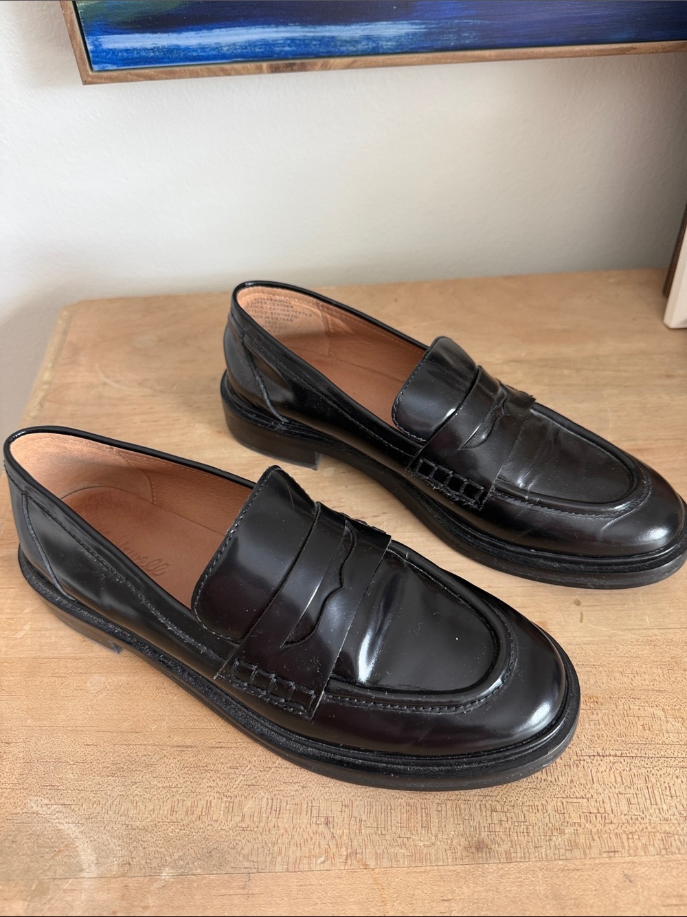 Madewell Black Leather Penny Loafers - Classic Slip-On